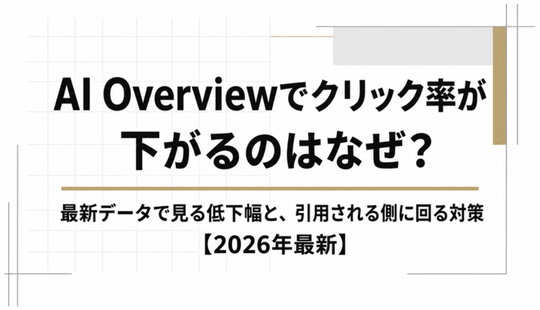 AI Overviewでクリック率が下がるのはなぜ？最新データで見る低下幅と、引用される側に回る対策【2026年最新】